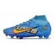 Crampon Nike Mercurial Superfly 9 Elite FG X Mbappe Bleu Baltique Blanc