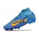 Crampon Nike Mercurial Superfly 9 Elite FG X Mbappe Bleu Baltique Blanc