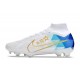 Crampon Nike Mercurial Superfly 9 Elite FG Blanc Bleu Or