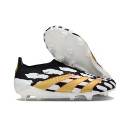 Chaussure Adidas Predator Elite Laceless FG Noir Blanc Or