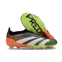 Chaussure Adidas Predator Elite Laceless FG Noir Blanc Orange Vert