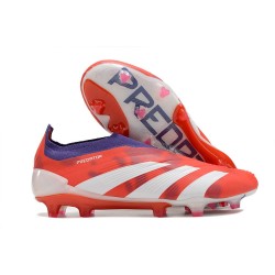 Chaussure Adidas Predator Elite Laceless FG Rouge Blanc