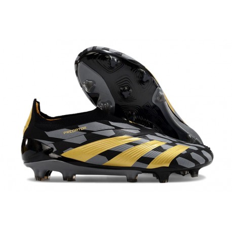 Chaussure Adidas Predator Elite Laceless FG Noir Or
