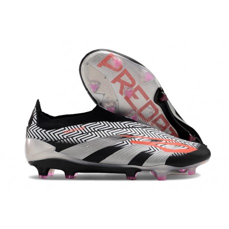 Chaussure Adidas Predator Elite Laceless FG Noir Argent Orange