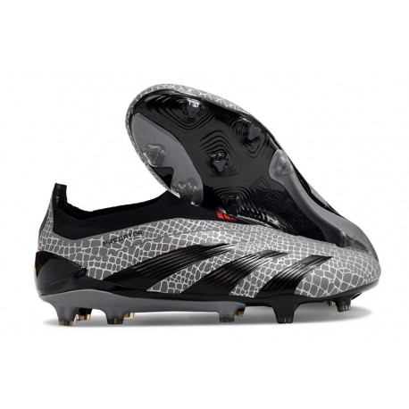Chaussure Adidas Predator Elite Laceless FG Gris Noir