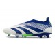 Chaussure Adidas Predator Elite Laceless FG Blanc Bleu Vert
