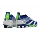 Chaussure Adidas Predator Elite Laceless FG Blanc Bleu Vert