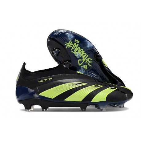 Chaussure Adidas Predator Elite Laceless FG Noir Vert