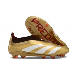 Chaussure Adidas Predator Elite Laceless FG Or Blanc Rouge