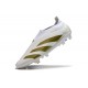 Chaussure Adidas Predator Elite Laceless FG Blanc Or