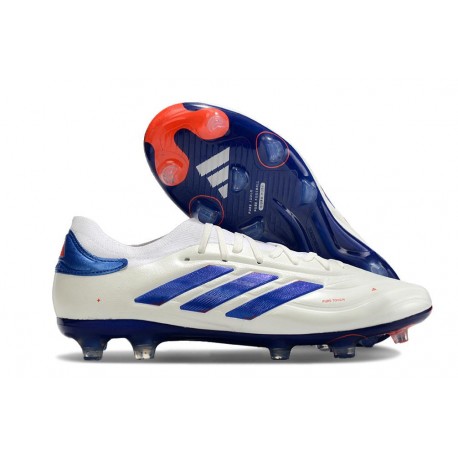 Chaussure adidas Copa Pure II Elite FG Cuir Blanc Ftwr Bleu Lucide Rouge Solaire