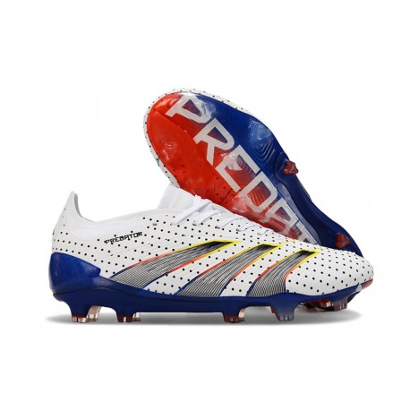 Adidas Predator Elite FG Nouvelles Blanc Gris Rouge Bleu