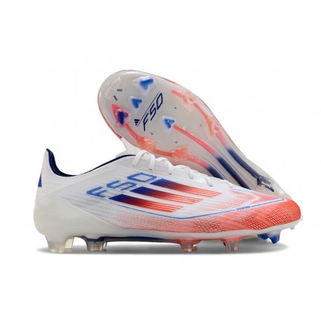 adidas F50 Elite FG Nouveau Crampon Advancement - Blanc Rouge Bleu