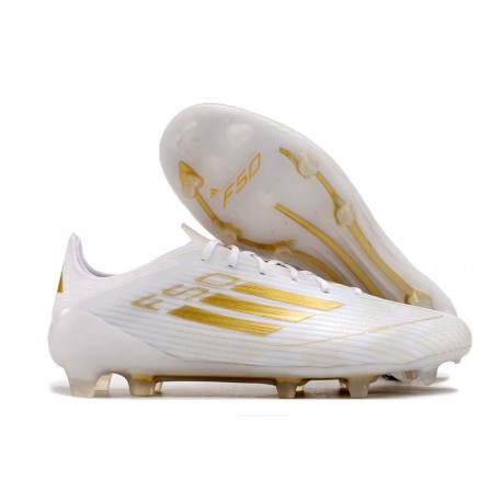 adidas F50 Elite FG Nouveau Crampon Day Spark - Blanc Doré Blanc