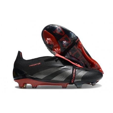 Adidas Predator Elite Fold-over Tongue FG Noir Gris Quatre Rouge Lucide