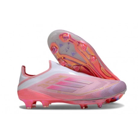 Chaussures adidas F50+ Laceless FG Rose Blanc