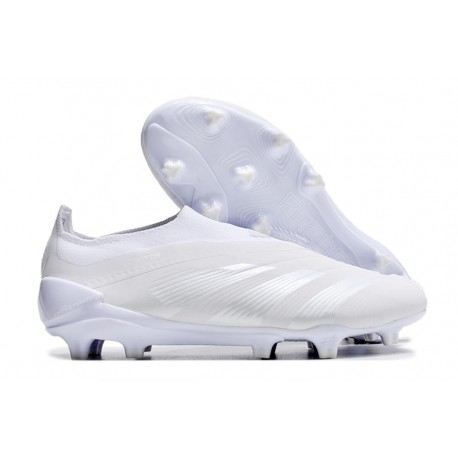 Chaussure Adidas Predator Elite Laceless FG Blanc Argent Mét