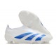 Chaussure Adidas Predator Elite Laceless FG Blanc Bleu