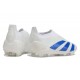 Chaussure Adidas Predator Elite Laceless FG Blanc Bleu