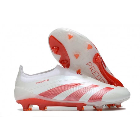 Chaussure Adidas Predator Elite Laceless FG Blanc Rouge