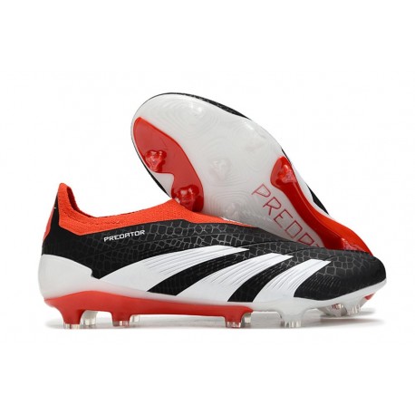 Chaussure Adidas Predator Elite Laceless FG Noir Banc Rouge Solaire