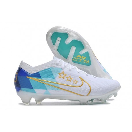 Chaussure Nike Mercurial Vapor 15 Elite FG Blanc Bleu Or